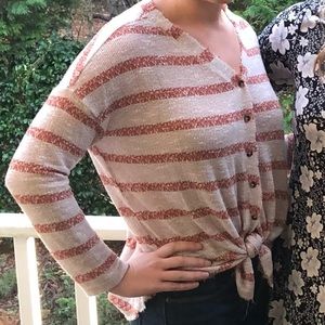 Red-striped thin sweater